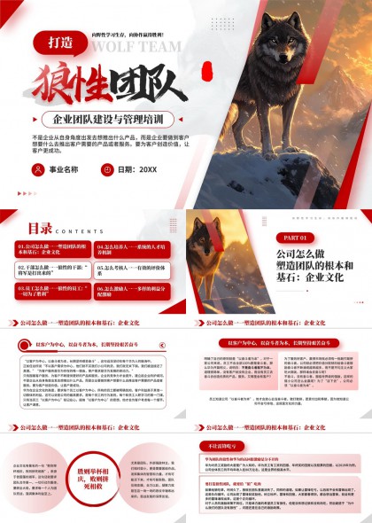 狼性团队建设与管理培训PPT模板