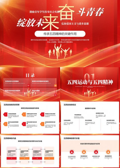 五四精神传承与教育实践PPT模板