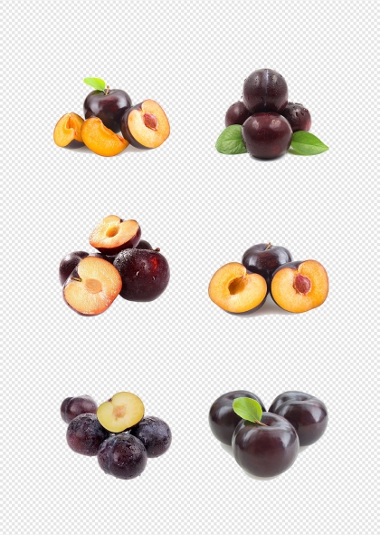 新鲜李子水果免抠元素夏季健康食材插画