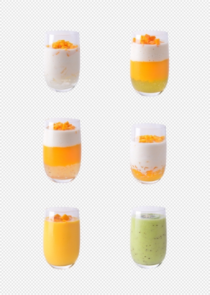 新鲜芒果水果酸奶饮品免抠元素集