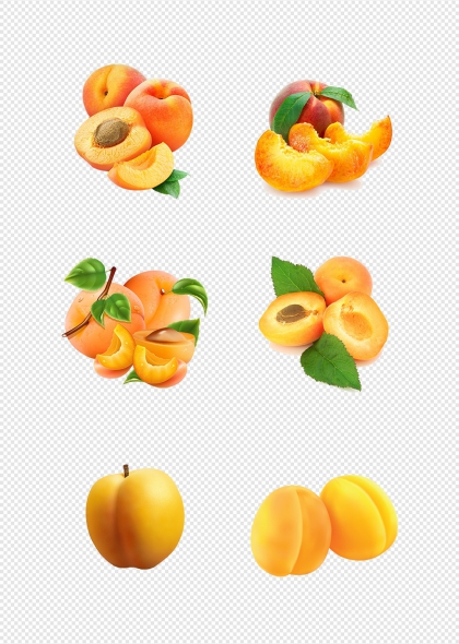 新鲜黄桃水果免抠元素合集插图设计素材