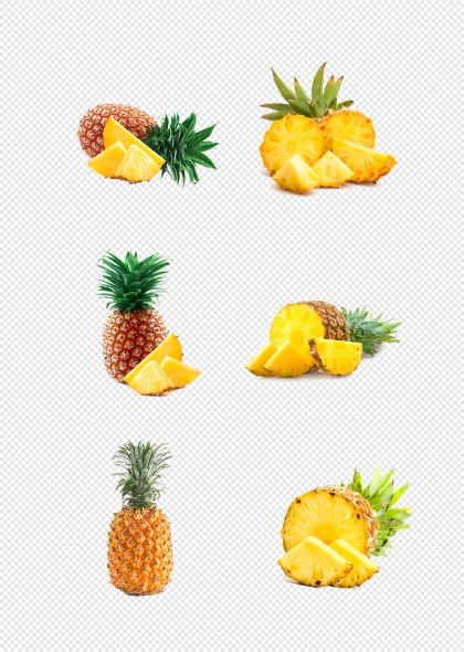 新鲜菠萝水果切片免抠元素集