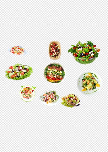 新鲜水果蔬菜沙拉免抠元素集健康饮食插画