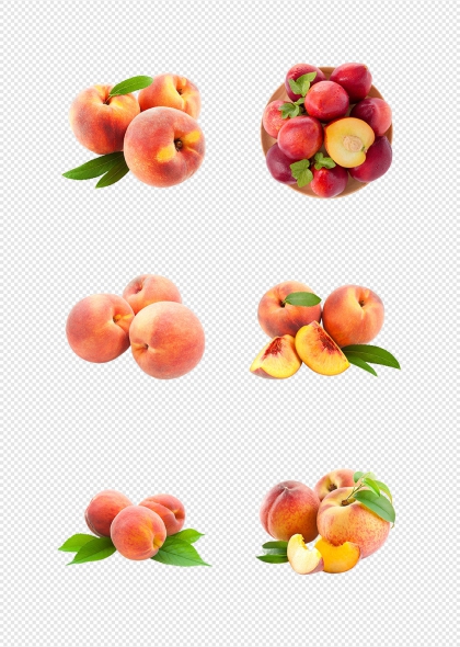 新鲜黄桃水蜜桃水果免抠元素夏季健康食材插画