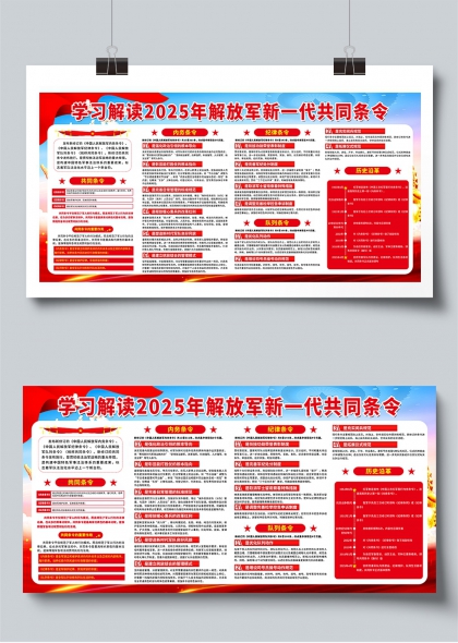 2025解放军新一代共同条令学习解读宣传展板