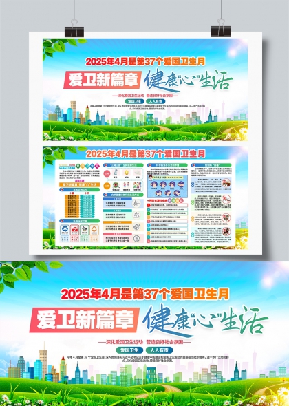 2025年爱国卫生月健康生活宣传展板