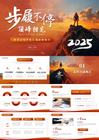 商務(wù)總結(jié)季度匯報(bào)述職報(bào)告2025PPT模板