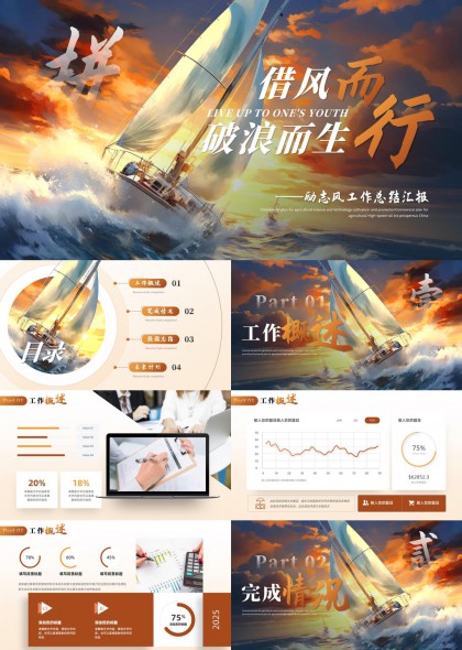 帆船勵(lì)志風(fēng)工作總結(jié)匯報(bào)PPT模板