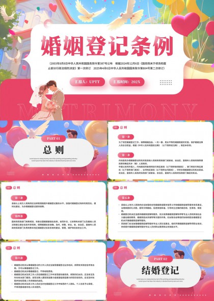 婚姻登記條例PPT模板