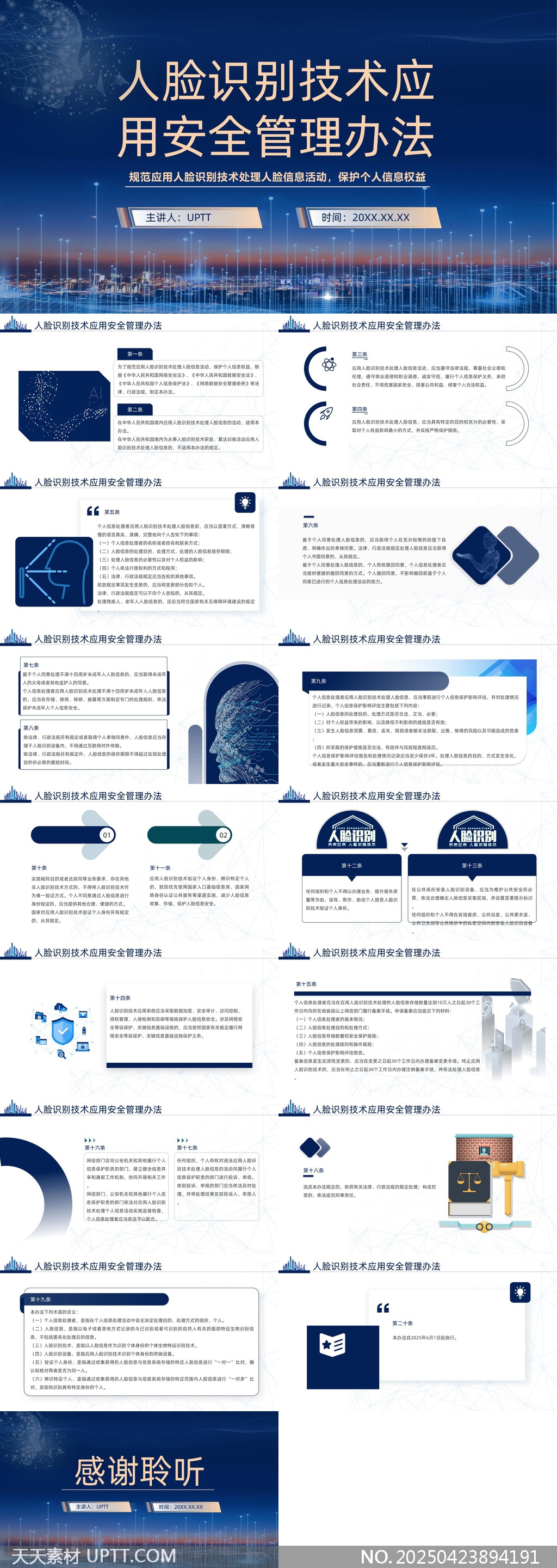 人臉識別技術(shù)應(yīng)用安全管理辦法詳細(xì)解讀PPT模板
