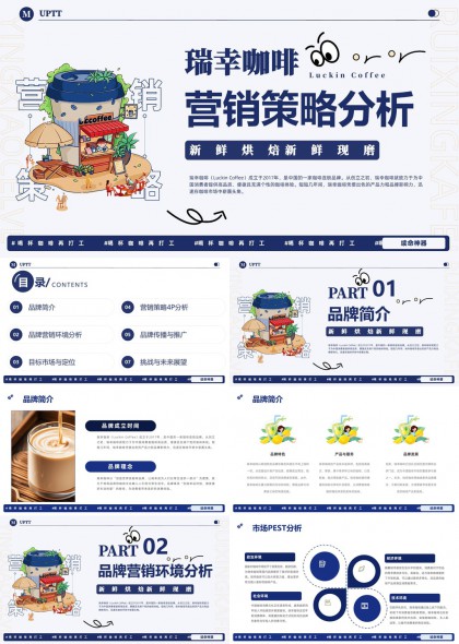 瑞幸咖啡營(yíng)銷策略分析市場(chǎng)定位SWOT分析PPT模板
