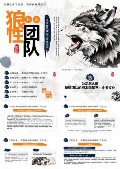 狼性团队建设与管理培训企业文化干部员工培养机制PPT模板