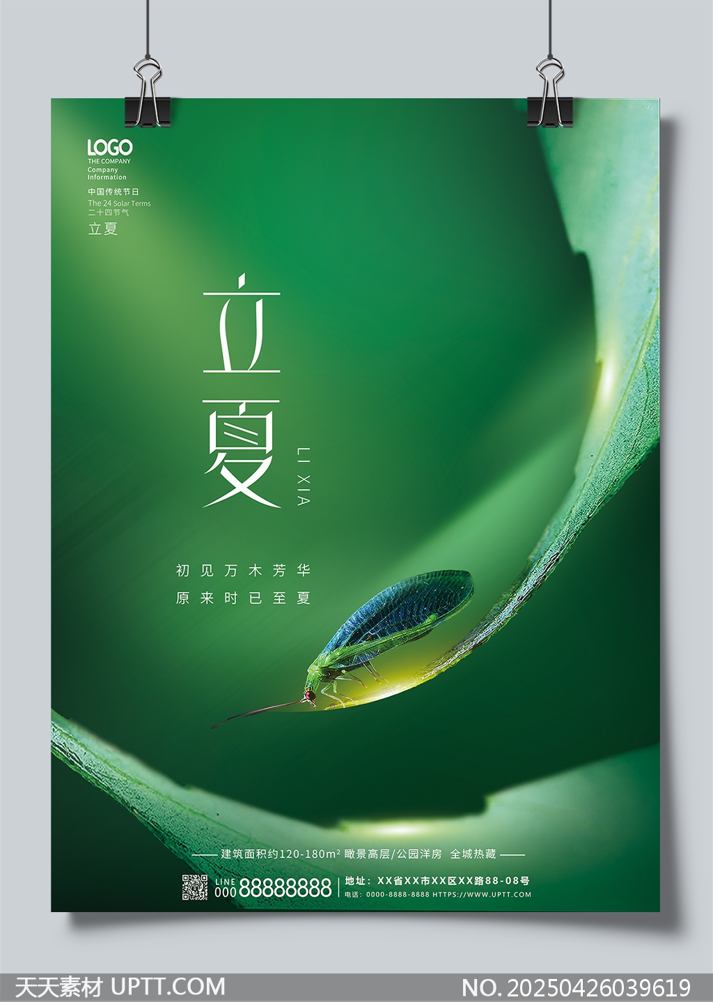 立夏節(jié)氣清新綠意昆蟲生態(tài)海報設(shè)計