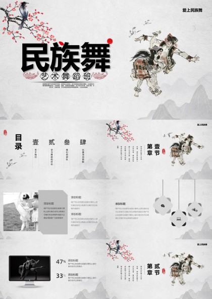 民族舞藝術(shù)舞蹈班教學(xué)課件PPT模板