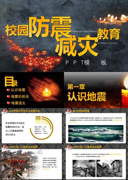 校园防震减灾教育知识普及PPT模板