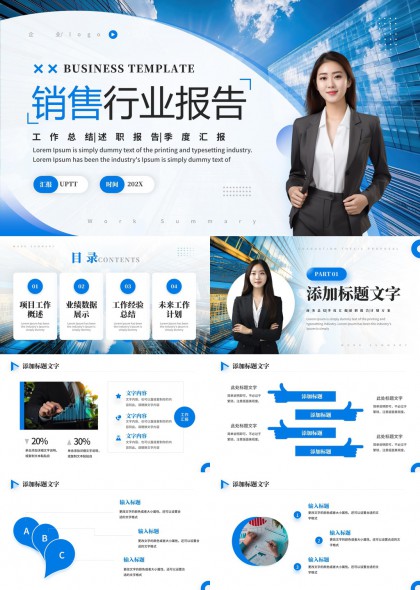 销售行业报告工作总结述职报告季度汇报PPT模板