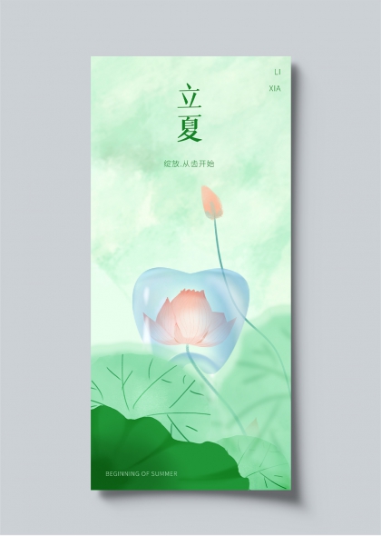 立夏節(jié)氣清新荷花荷葉創(chuàng)意宣傳海報(bào)