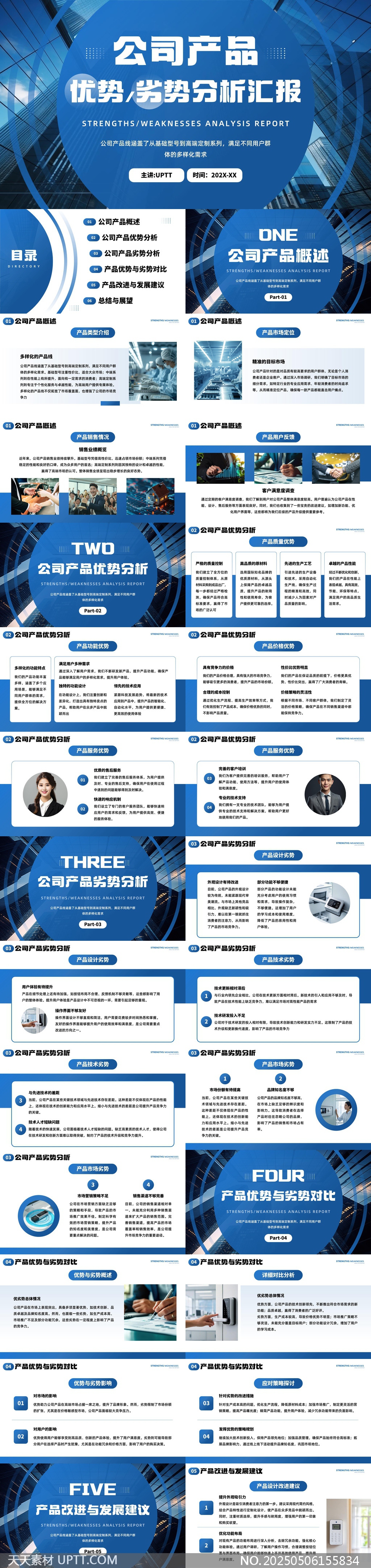 公司產(chǎn)品優(yōu)勢劣勢分析匯報藍白科技風(fēng)格PPT模板