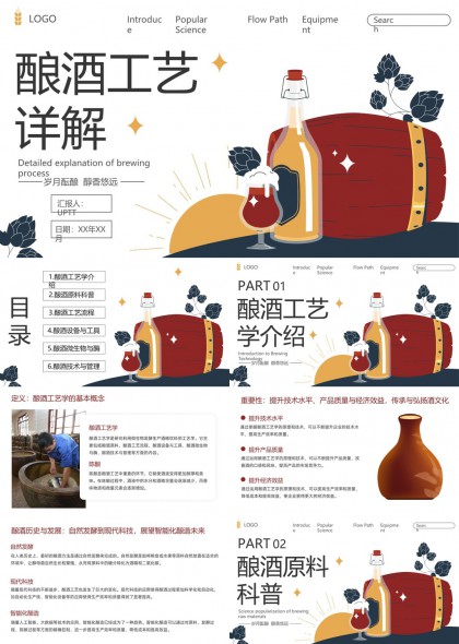 酿酒工艺详解科普流程微生物酶技术管理PPT模板