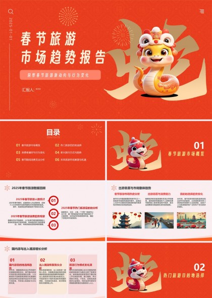 春节旅游市场趋势报告PPT模板