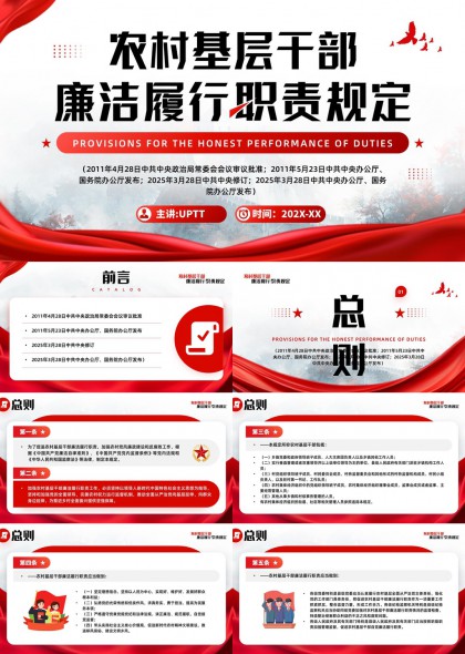農(nóng)村基層干部廉潔履行職責(zé)規(guī)定解讀與規(guī)范PPT模板