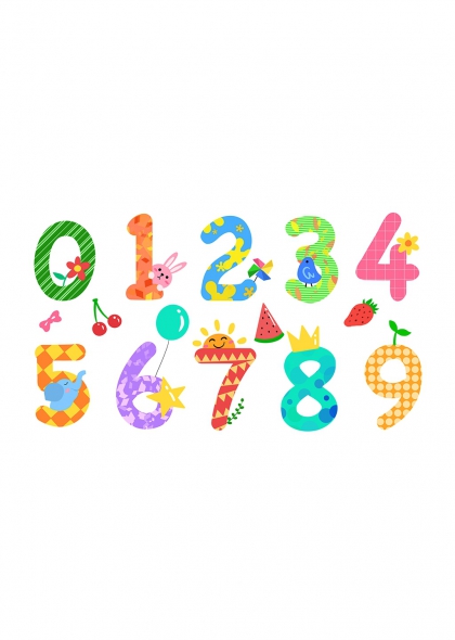 水果裝飾兒童教育0-9卡通數(shù)字插畫設(shè)計