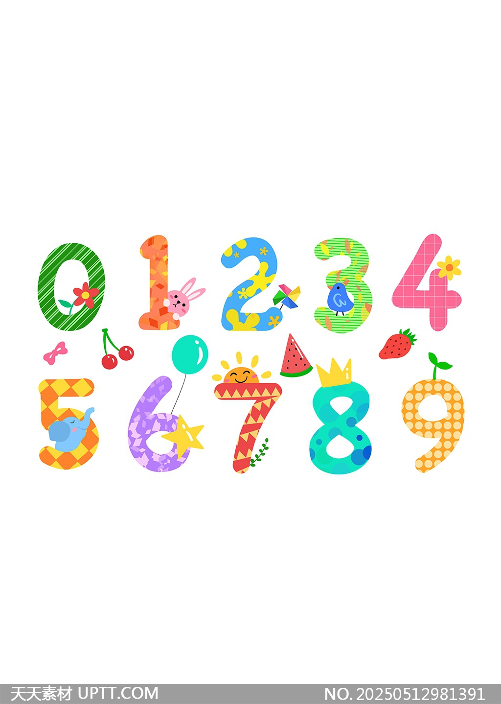 水果裝飾兒童教育0-9卡通數(shù)字插畫設(shè)計(jì)