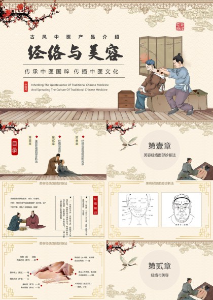 古风中医经络与美容产品介绍PPT模板