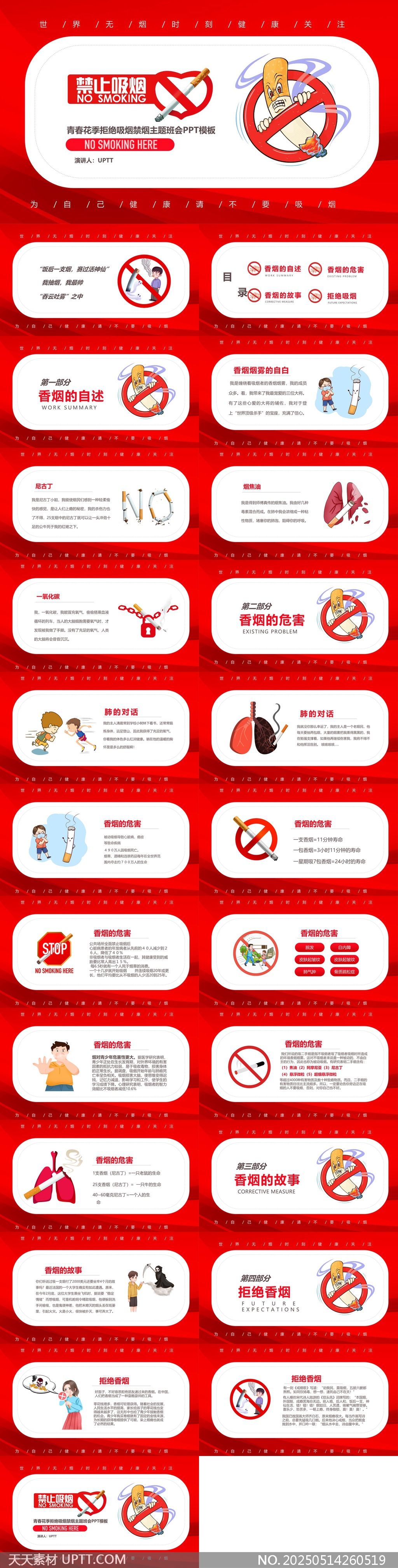 青春花季拒絕吸煙主題班會(huì)健康教育PPT模板