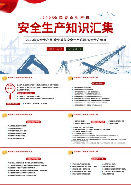 2025全國安全生產(chǎn)月企業(yè)培訓(xùn)安全管理知識匯編PPT模板