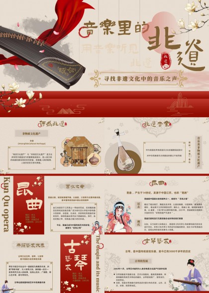 非遗文化音乐之声介绍PPT模板