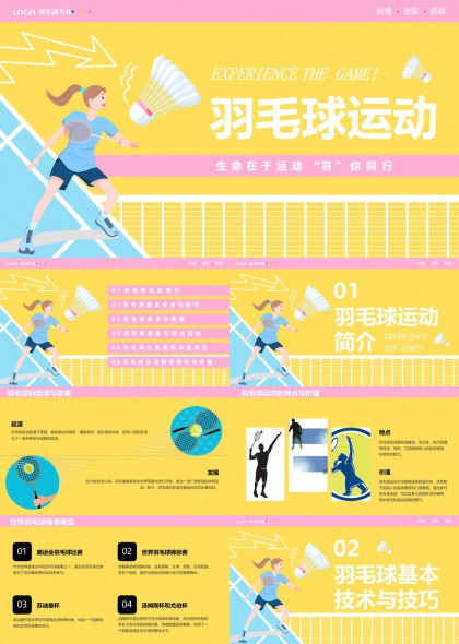 羽毛球運動全攻略從基礎(chǔ)到進階技巧PPT模板
