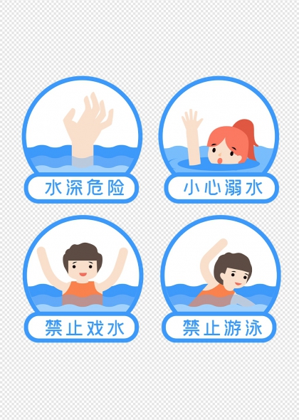 水深危險(xiǎn)小心溺水禁止戲水防溺水警示標(biāo)志合集