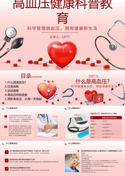 高血壓健康科普教育PPT模板