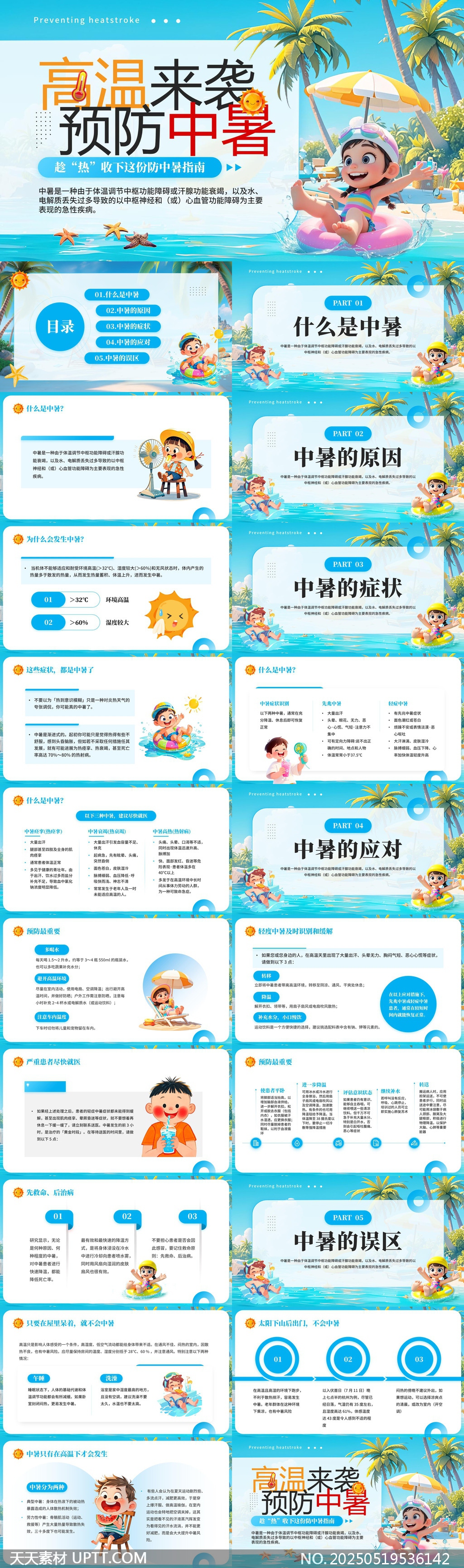 高溫來襲預(yù)防中暑知識科普PPT模板