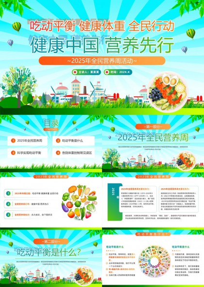 2025年全民营养周健康饮食与运动指南PPT模板