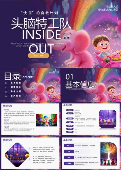 头脑特工队电影解析角色介绍剧情简介PPT模板