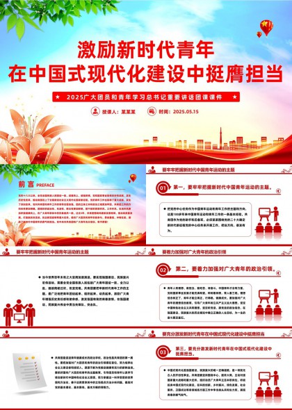 新时代青年在中国式现代化建设中挺膺担当PPT模板