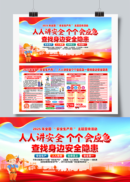 人人讲安全个个会应急查找身边安全隐患宣传海报
