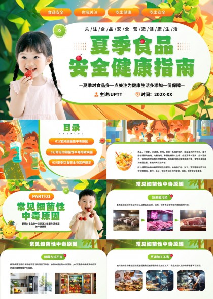 夏季食品安全健康指南PPT模板