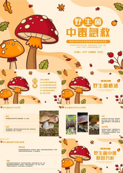 野生菌中毒急救知识科普教育PPT模板