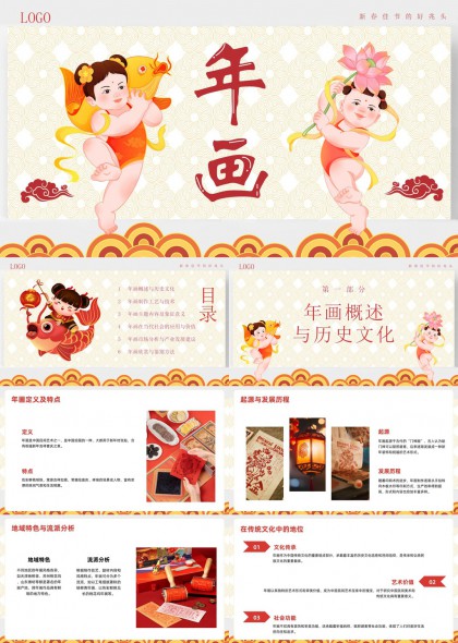年画历史文化与制作工艺详解PPT模板