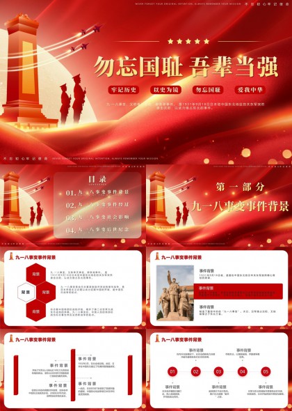 九一八事变历史背景经过影响纪念PPT模板