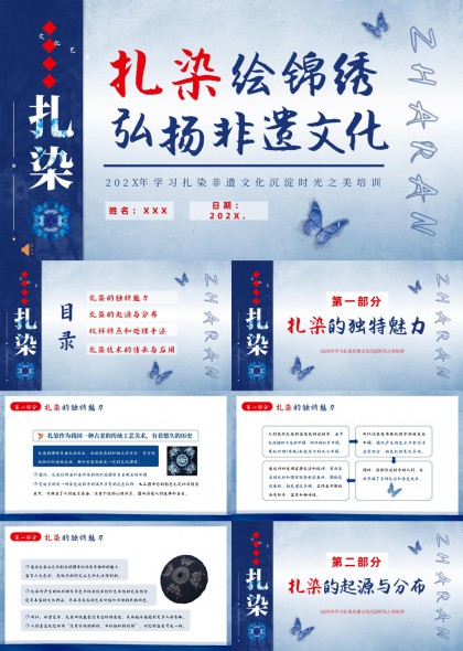 扎染非遗文化培训课程内容介绍PPT模板