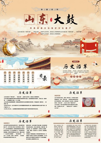 山东大鼓历史文化传承与保护PPT模板