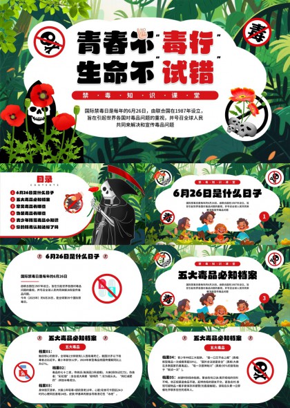 青春不毒行生命不试错禁毒知识课堂PPT模板
