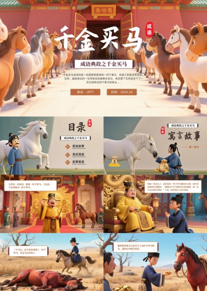 千金买马成语典故寓言故事PPT模板