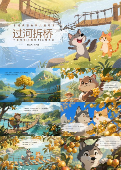 成语故事儿童绘本过河拆桥PPT模板