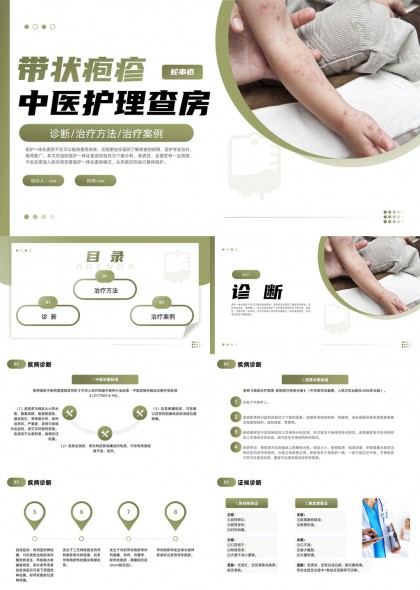 带状疱疹中医护理查房诊断治疗方法治疗案例PPT模板