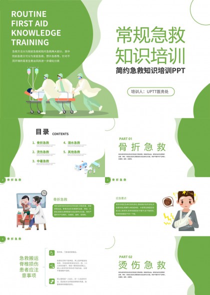 常规急救知识培训骨折烫伤中暑溺水急救PPT模板